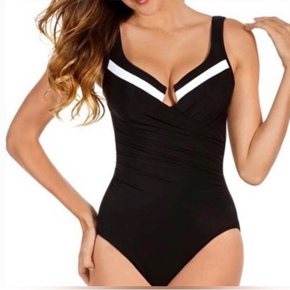 Miraclesuit  Color~Block Escape One-Piece Allover Slimming Underwire Swimsuit - Picture 1 of 9